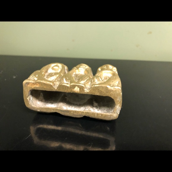 Vintage Three Wise Monkeys Small Brass Statue - Picture 13 of 15